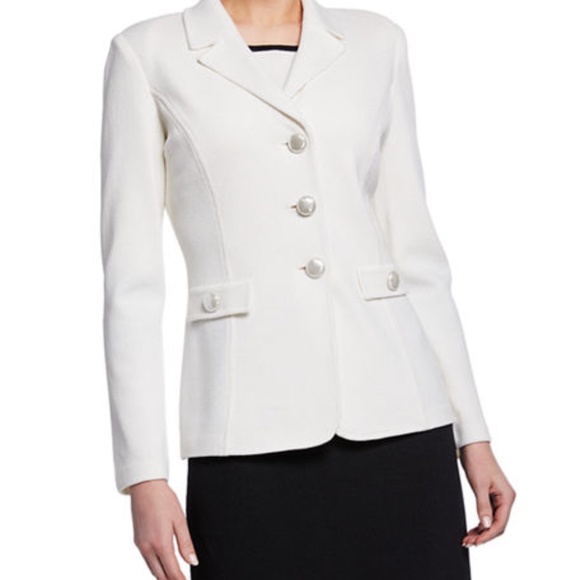 St. John Santana Knit Blazer W/ Pocket Flap Detail - Picture 2 of 5